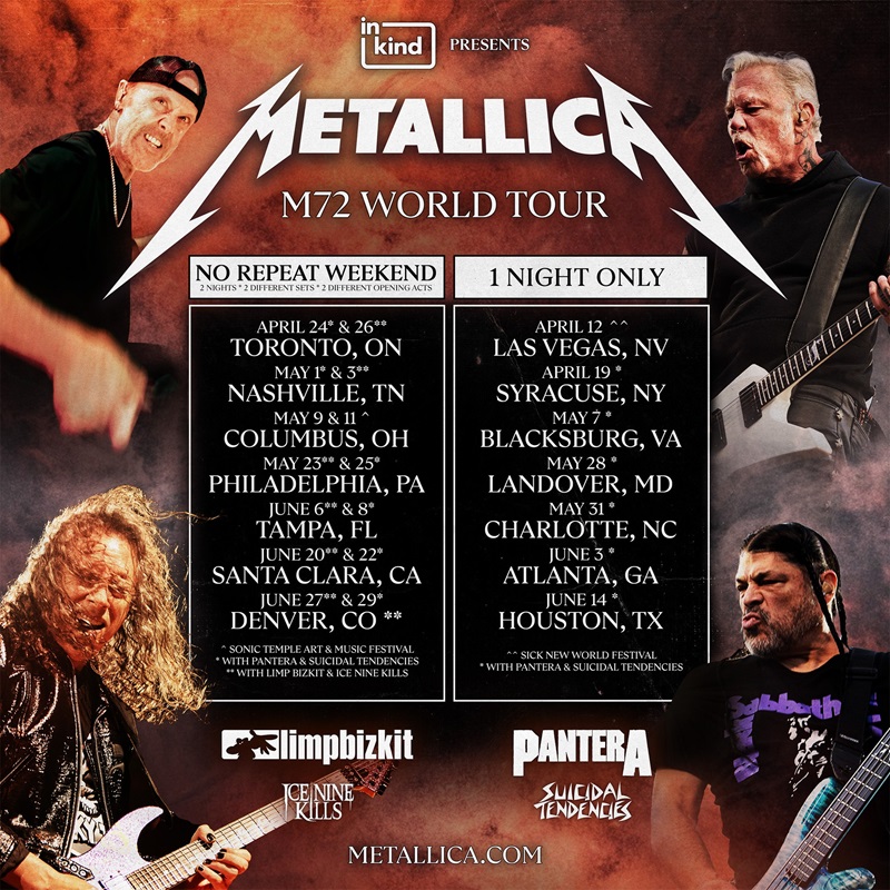 Metallica tour 2025